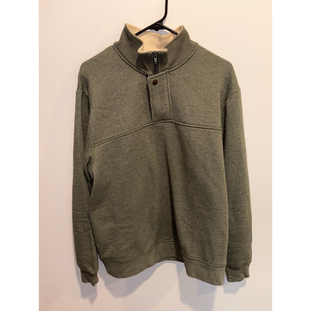 Orvis 1/4 Zip Pullover Sweatshirt Olive Green Fleece Lined Men's Large Y2K